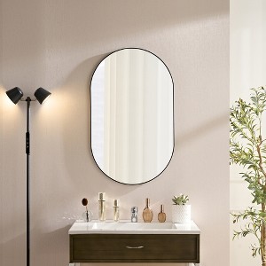 Whisen Rectangle Bathroom Wall Vanity Mirror with Floating Glass Beveled Edge and Aluminum Frame - 1 of 4