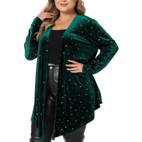 Agnes Orinda Women's Plus Size Elegant 3/4 Sleeve Star Print Shrug Cardigan  Blue 4X in 2023