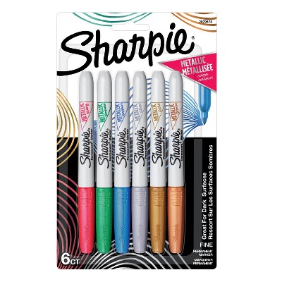 Sharpie 6pk Permanent Markers Fine Tip Metallic Multicolored: Art Stationery, Gold & Silver Ink, Sharpie Pen