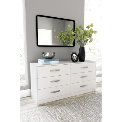 White Transitional 6-Drawer Dresser with Ball Bearing Slides
