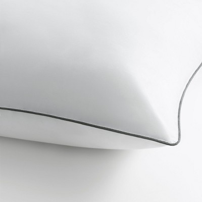 King Size White Hypoallergenic Pillows with Silver Piping - 2 Pack