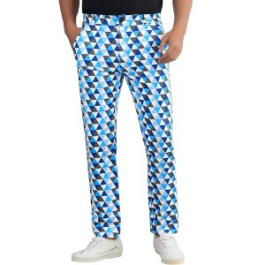 Lars Amadeus Men's Color Block Triangle Plaid Printed Dress Pants - 1 of 4