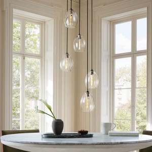 Rennnsan Lorindra 19"W 5-Light Cluster Staggered Color or Textured Glass Modern Dimmable Chandelier - 1 of 4
