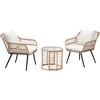 Ainfox 3 PCS Wicker Sofa Patio Bistro Set, Patio Furniture with Glass Top Table and Cushions - 2 of 4
