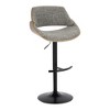 Mid-Century Modern Adjustable Barstool with Swivel, Fabric Seat, Wood Accents, and Rounded T Footrest, Set of 2 - 2 of 4