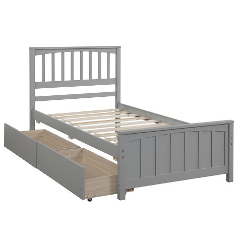 Twin Size Platform Bed Frame With Two Drawers Gray-modernluxe : Target