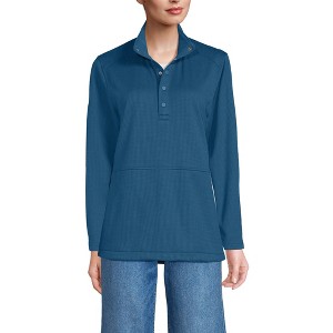 Lands' End Unisex Grid Tech Snapneck Pullover Shirt - 1 of 4