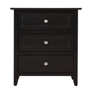 GlasFlength Nightstands Modern Three Drawer Bedside Table with Metal Handles Elegant Design for Bedroom Storage, Black, 19"*15"*25" - 1 of 4