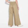 Women's High-Rise Pleated Baggy Leg Cargo Pants - Wild Fable™ Brown - 3 of 3