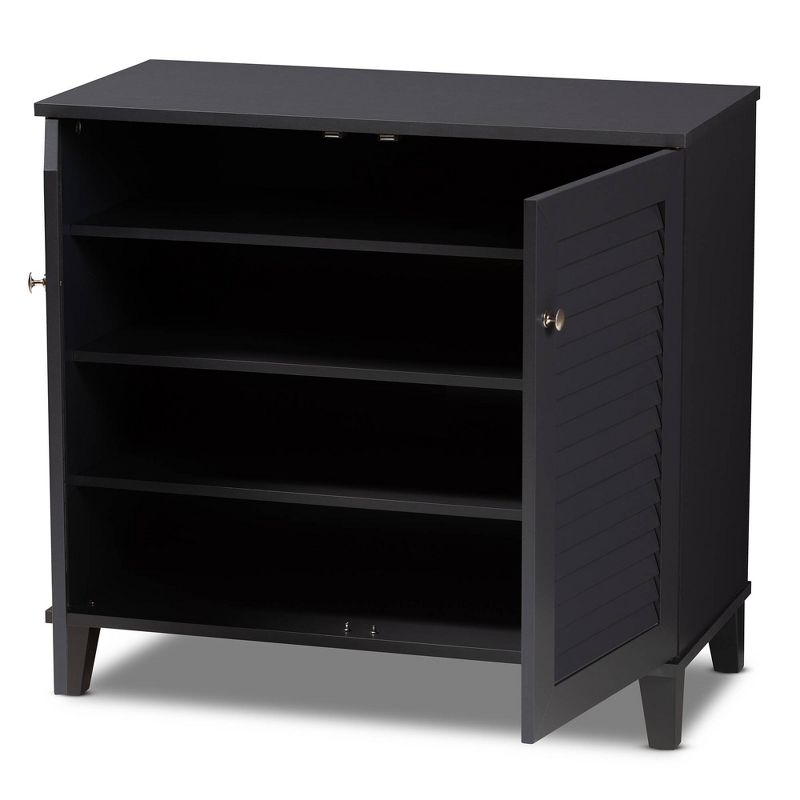Shelf Wood Shoe Storage Cabinet Coolidge Finished Dark Gray - Baxton Studio, 3 of 12