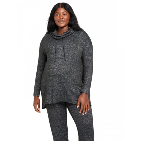 Plus size cowl neck hoodie hot sale