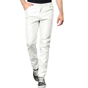 Lars Amadeus Men's Metallic Slim Fit Night Club Disco Shiny Faux Leather Pants - 1 of 4