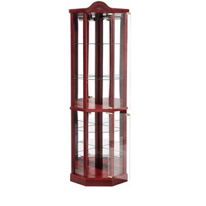 FONTOI Wine Rack, Corner Cabinet with Adjustable Glass Shelves and Carved Decoration, Bar Cabinet, Wine Cabinet, Cherry, 16.73"*16.73"*71.93" - 1 of 4