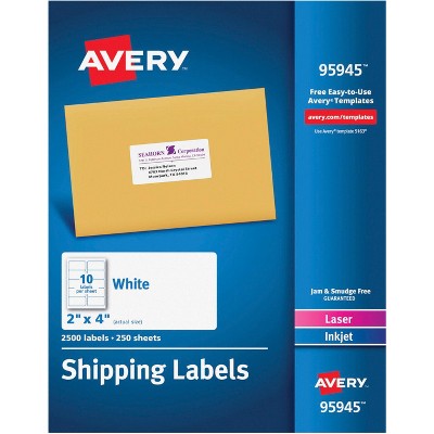 Avery 95945 Shipping Labels, 2 x 4 Inches, White, pk of 2,500