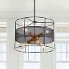 Modern Industrial Drum Pendant Light, Black Cage Chandelier with 5-Light Exposed Bulbs and Mesh Shade - 2 of 4