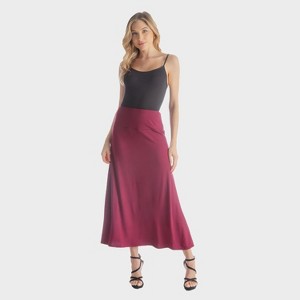 24seven Comfort Aapparel Womens Solid Color Elastic Waist Maxi Skirt - 1 of 4