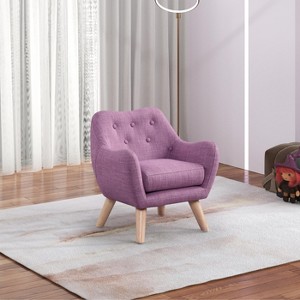 Sapphtopaz Accent Chair Upholstered Bedroom Chair with Arms and Wooden Legs, Accent Chairs for Living Room, Beige - 1 of 4