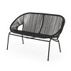 Outdoor Patio Rattan Loveseat,Polyethylene Rattan Woven Basket Loveseat,Garden Hammock Weave Design Benches With Metal Frame-Coolbibila - 3 of 4