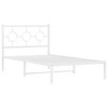 vidaXL White Steel Single Bed Frame with Headboard - Industrial Style, 39.4"x78.7" Mattress Compatible, Bedroom Platform Bed - 2 of 4