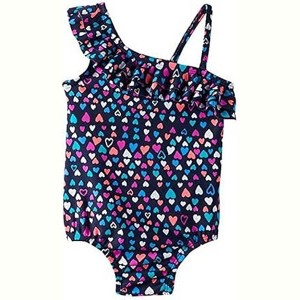OshKosh B'Gosh Toddler Girls' Heart Print Ruffle One-Piece Swimsuits - 1 of 3