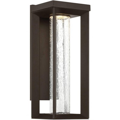 Minka Lavery Modern Outdoor Wall Light Fixture Oil Rubbed Bronze LED 19" Clear Seeded Glass for Post Exterior Porch Yard Patio