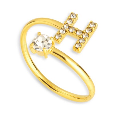 EVRY JEWELS WATERPROOF Gold or Silver Plated Sparkle Initial Wrap Ring