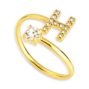 EVRY JEWELS WATERPROOF Gold or Silver Plated Sparkle Initial Wrap Ring - 1 of 2