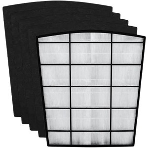 Nispira HP800 Replacement Filter for Hunter HP800 Multi-Room Large Console Air Purifier Series (1) True HEPA + (4) Activated Carbon Pre Filter - 1 of 4