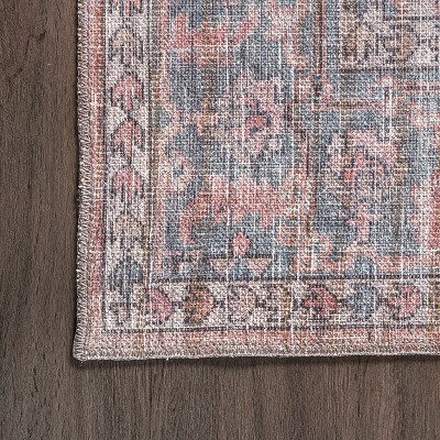 Gray and Rust Medallion Synthetic Washable 8' x 10' Area Rug