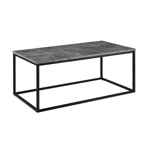 Urban Open Box Frame Coffee Table With Faux Concrete And Metal Dark Gray Saracina Home Target