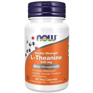 L Theanine, 200 mg, Double Strength by Now Foods  -  60 VegCap - 1 of 3