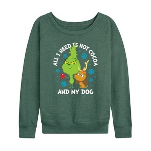 Women's - Dr. Seuss -  Lightweight French Terry Wide Neck Long Sleeve Shirt - 1 of 4