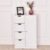 Tangkula 4 Drawer  2 Shelves Storage Cabinet Free Standing Wooden Cupboard White - 2 of 4