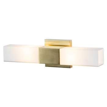 C Cattleya 2-Light Vanity Light Indoor Wall Sconce Gold Finish with White Glass Shade