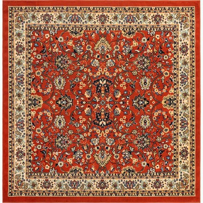 Terracotta and Ivory Square Synthetic Reversible Area Rug