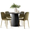 5 PCS Dining Table Set for 4 Modern Wood Round Table With 4 Upholstered Chairs for Dining Room,Farmhouse,Kitchen-Tanpinhause - 2 of 4