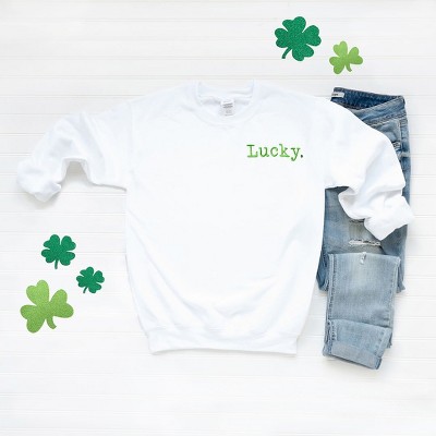 Simply Sage Market Women's Graphic Sweatshirt Embroidered Lucky Typewriter