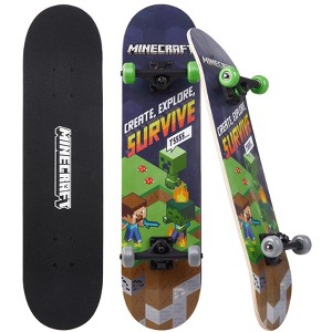 Minecraft 31" Skateboard with Non-slip grip tape, wheels with aluminum trucks and ABEC-5 bearings - 1 of 4