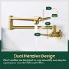 Cobbe Pot Filler Faucet Brushed Gold Wall Mounted Folding Kitchen Mixer Hob Mixer with Double Section Swing Arms - 4 of 4