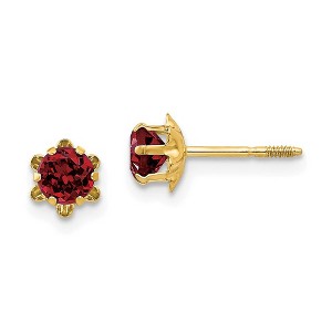 Black Bow Jewelry Kids 4mm Synthetic Garnet & 14k Yellow Gold Screw Back Stud Earrings - 1 of 3