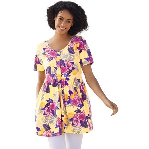 Woman Within Women's Plus Size Short-Sleeve Empire Waist Tunic - 1 of 4