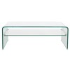 Tempered Glass Bent Coffee Table with Shelf and Optical Illusion Effect for Living Room, Apartment, or Office - 2 of 4