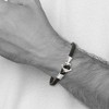 Black Bow Jewelry Women's Stainless Steel & Black Leather Anchor Toggle Bracelet, 8 Inch - 3 of 4