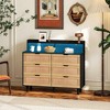 43.31"6-Drawers Rattan Storage Cabinet Rattan Drawer with LED Lights and Power Outlet - 3 of 4
