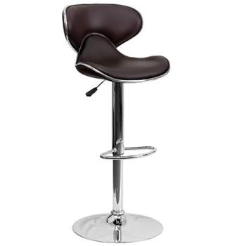 Flash Furniture Contemporary Cozy Mid-Back Vinyl Adjustable Height Barstool with Chrome Base