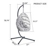 FURNIinspire Patio Swings Hanging Chair With Wicker Weave, Single Person Swing With Seat Cushion For Indoor And Outdoor, Gray, 37“*37"*79" - 3 of 4