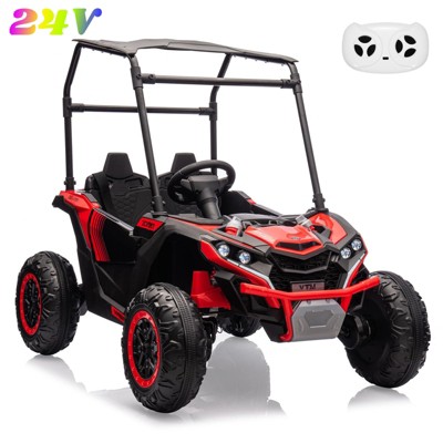 Jojoka 24V 2 Seater Ride On UTV Truck for Kids with Remote Control, Electric Car with Lights, Music, Suspension, Ride On Toy for Boys Girls