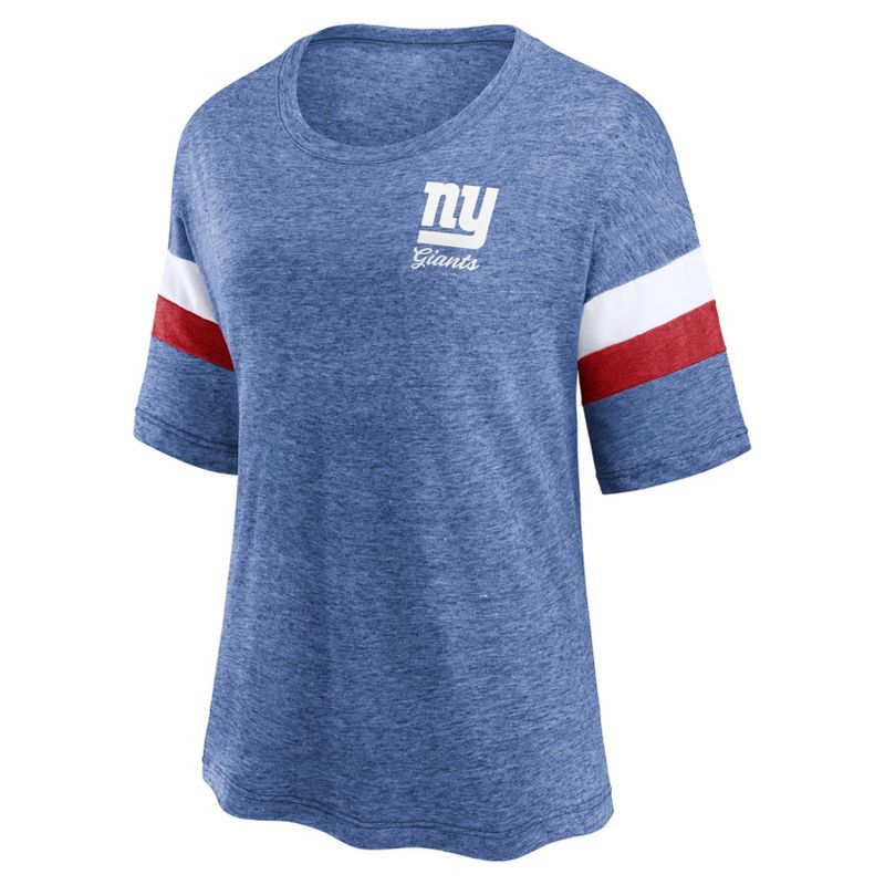 NFL New York Giants Women&#39;s Weak Side Blitz Marled Left Chest Short Sleeve T-Shirt, 2 of 4