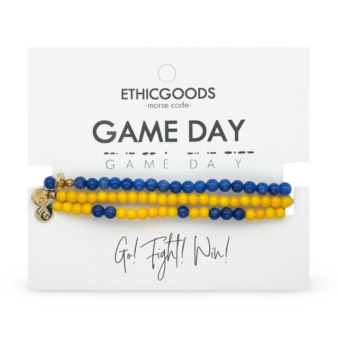 Morse Code Game Day Stacker Bracelets: Royal Blue & Yellow | ETHICGOODS - image 1 of 4