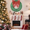 LuxenHome 3Ft Round Lighted Green Wreath with Red Bow Outdoor Holiday Decoration - 3 of 4
